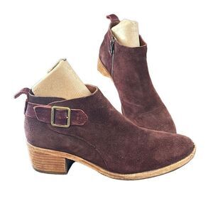 Kork Ease Purple Red Leather Suede Ankle Bootiea 8